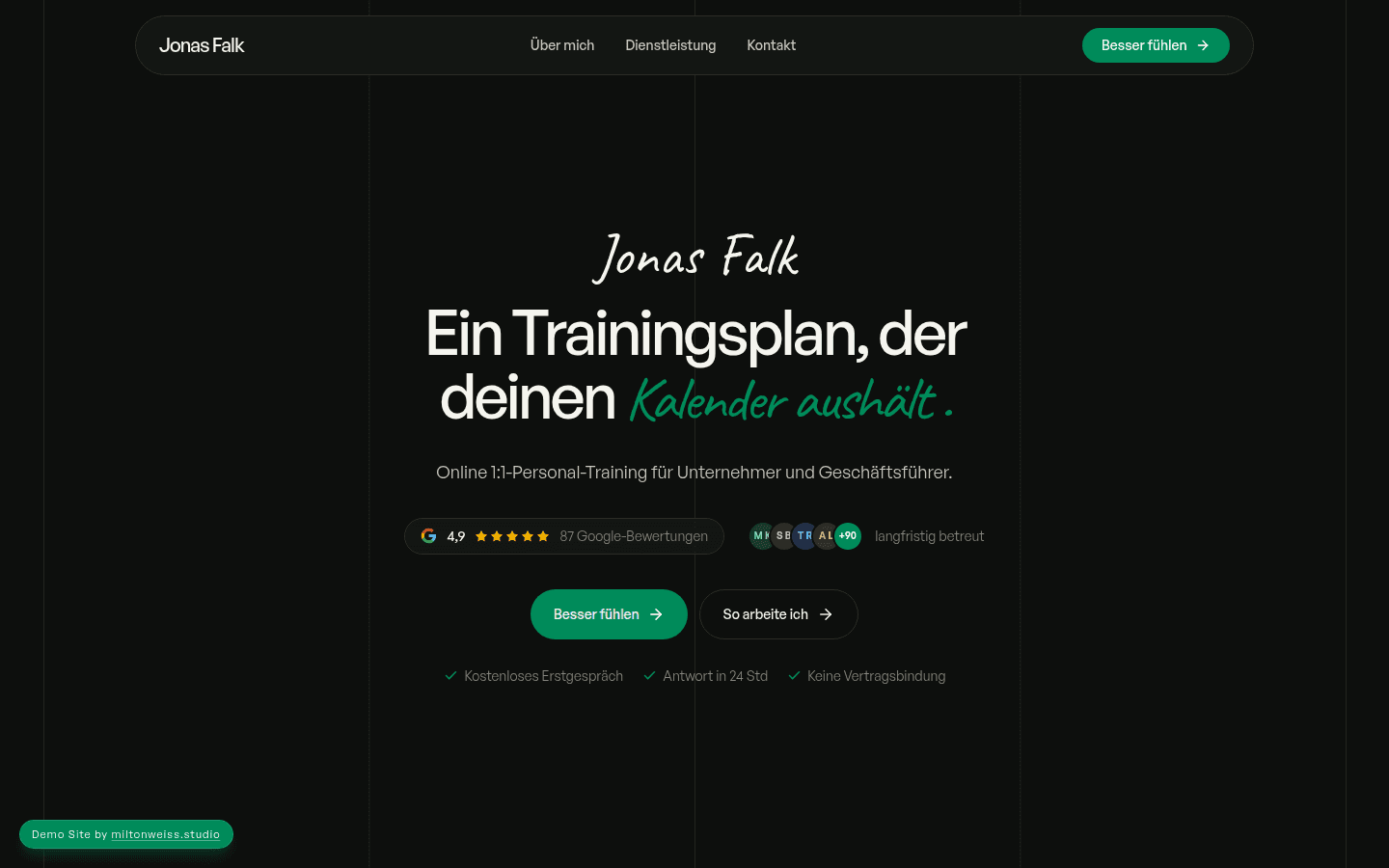 Jonas Falk – Website für Online-Personal-Training für Führungskräfte